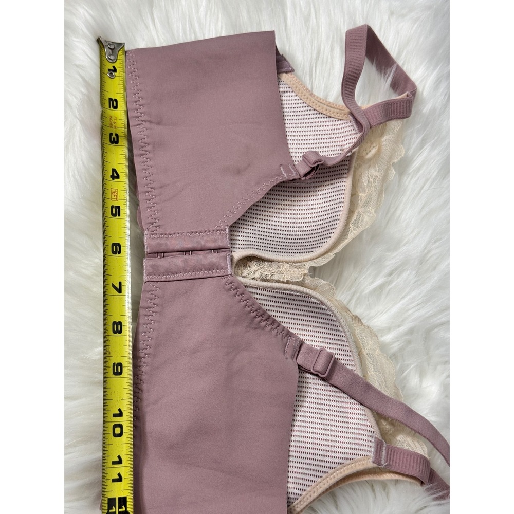 Wireless Floral Lace Bra Dusty Rose Beige Lightly Padded Adjustable Straps - Picture 5 of 8